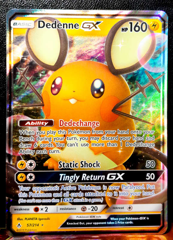 Pokemon Cards - Dedenne 57/214 - Holofoil Rare - Unbroken Bonds NM
