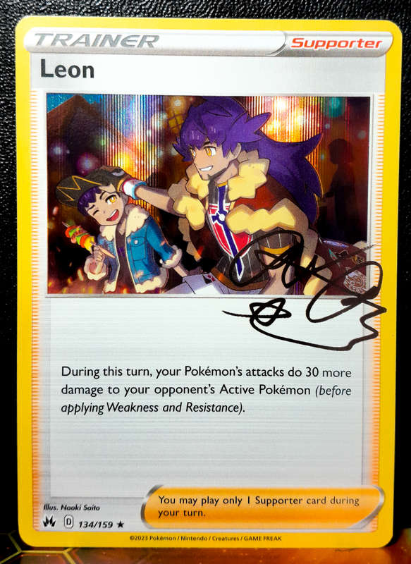 Pokemon Card - Leon 134/159 - Signature Trainer - Holofoil Rare - Crown Zenith NM
