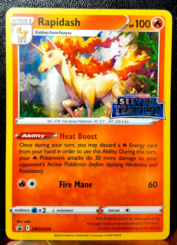 Pokemon Card - Rapidash SWSH270 - Silver Tempest - Pre-Release Promo - Black star Promo NM