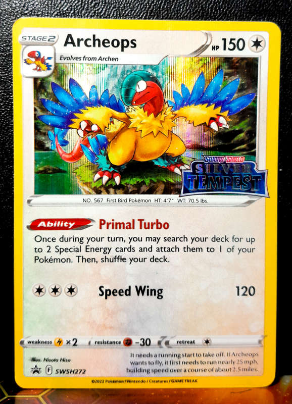Pokemon Card - Archeops SWSH272 - Silver Tempest - Pre-Release Promo - Black star Promo NM