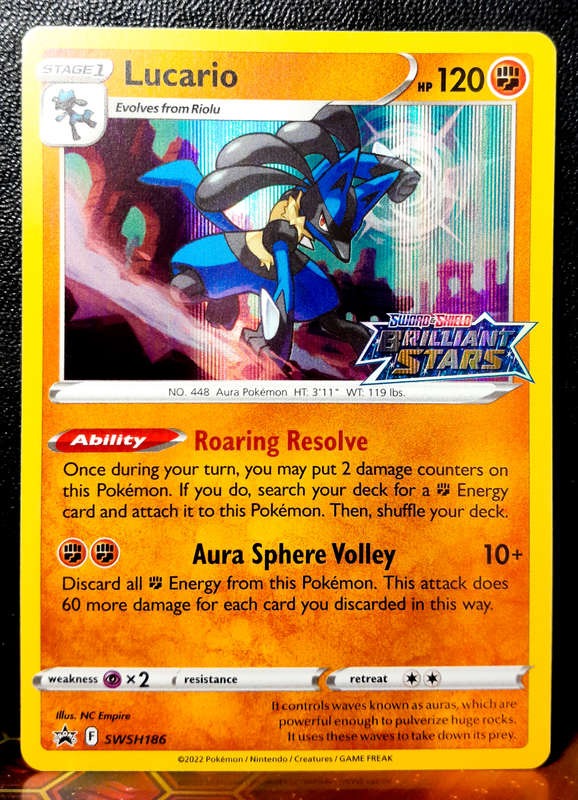 Pokemon Card - Lucario SWSH186 - Brilliant Stars - PRE-RELEASE PROMO - NM