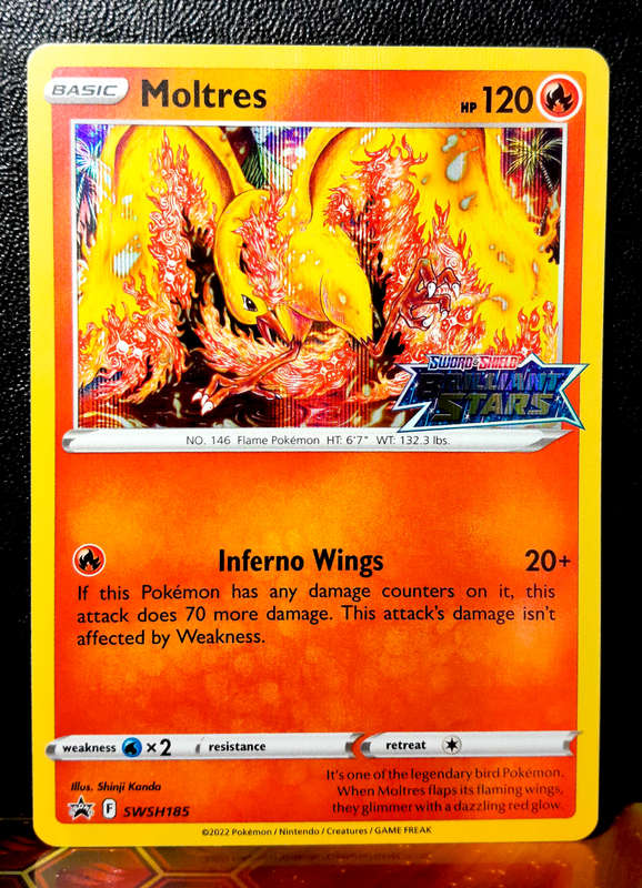 Pokemon Card - Moltres SWSH185 - Brilliant Stars - PRE-RELEASE PROMO - NM