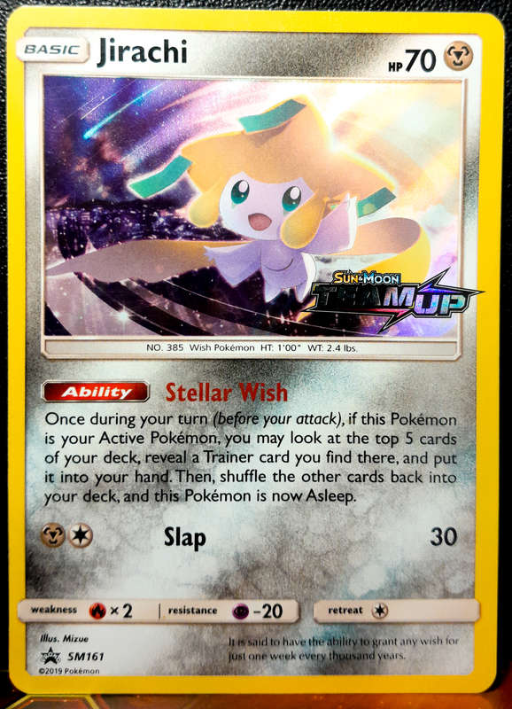 Pokemon Card - Jirachi SM161 - Team Up - Pre-Release Promo - Black star Promo NM