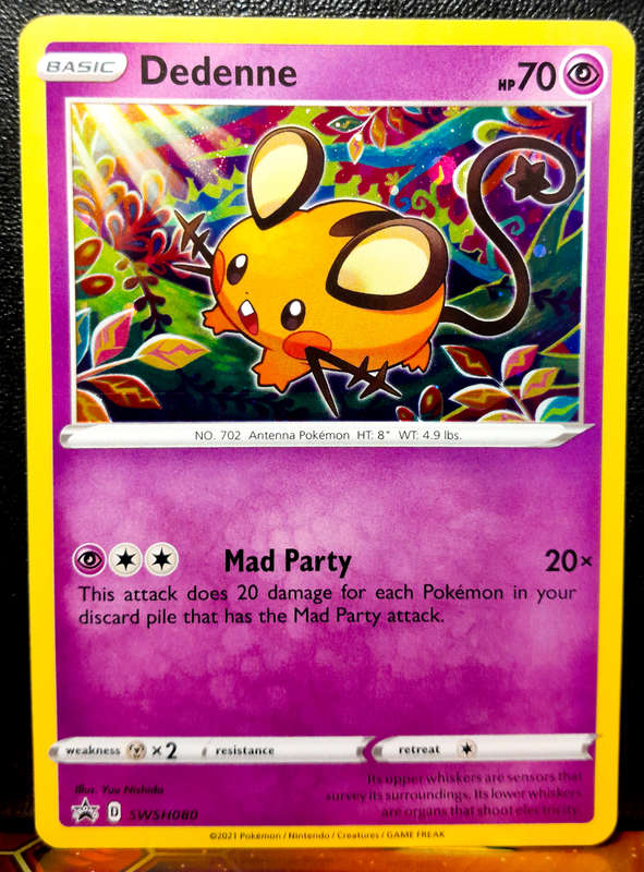 Pokemon Card - Dedenne SWSH080 - Cosmo Holofoil - Black star Promo NM