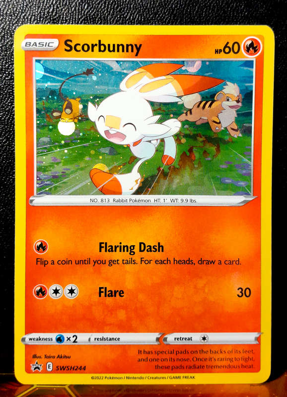 Pokemon Card - Scorbunny SWSH244 - Cosmo Holofoil - Black star Promo NM