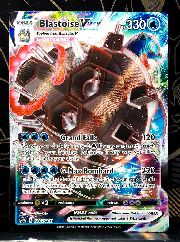 Pokemon Card - Blastoise Vmax SWSH103 - Textured Holofoil - Black star Promo NM