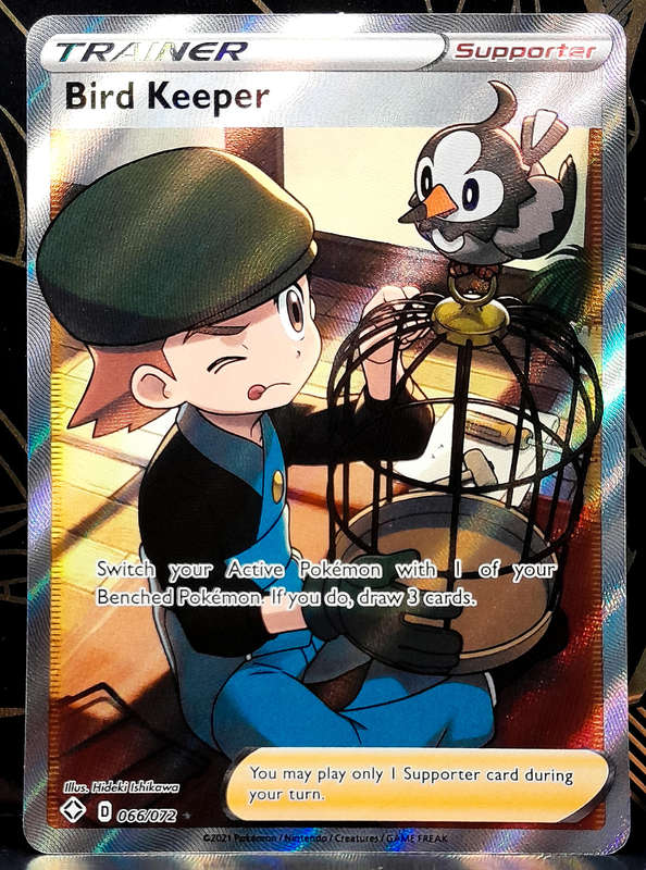 Pokemon Card - Bird Keeper 066/072 - Textured Full Art Trainer - Shining Fates NM