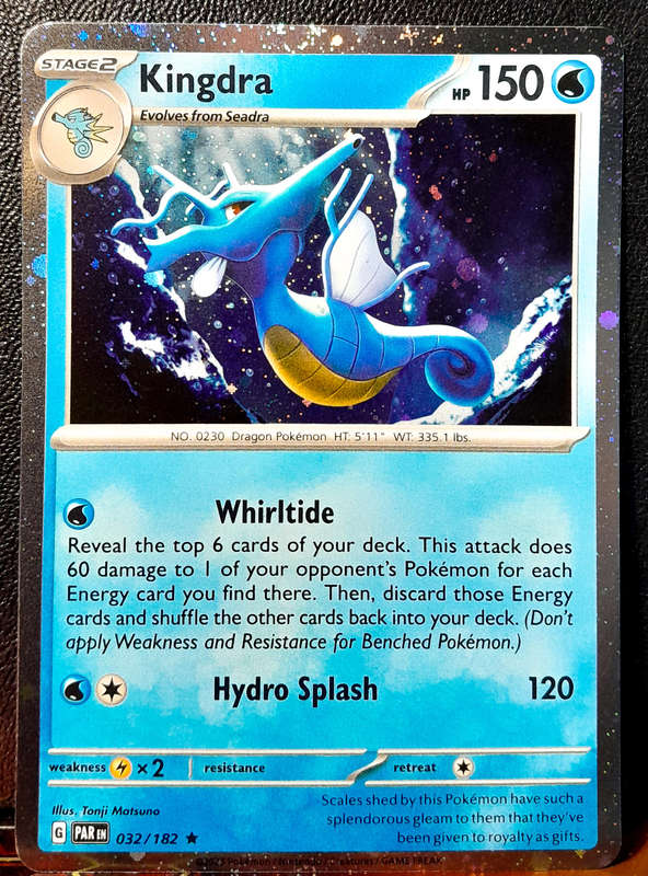 Pokemon Card - Kingdra 032/182 - Cosmo Holo Rare -  Paradox Rift NM