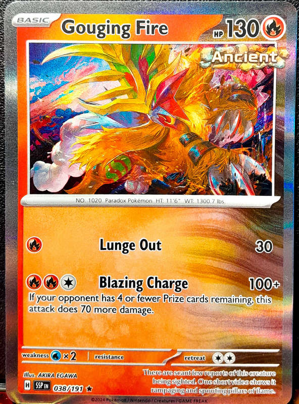 Pokemon Card - Gouging Fire 038/191 - Holofoil Rare - Surging Sparks  NM