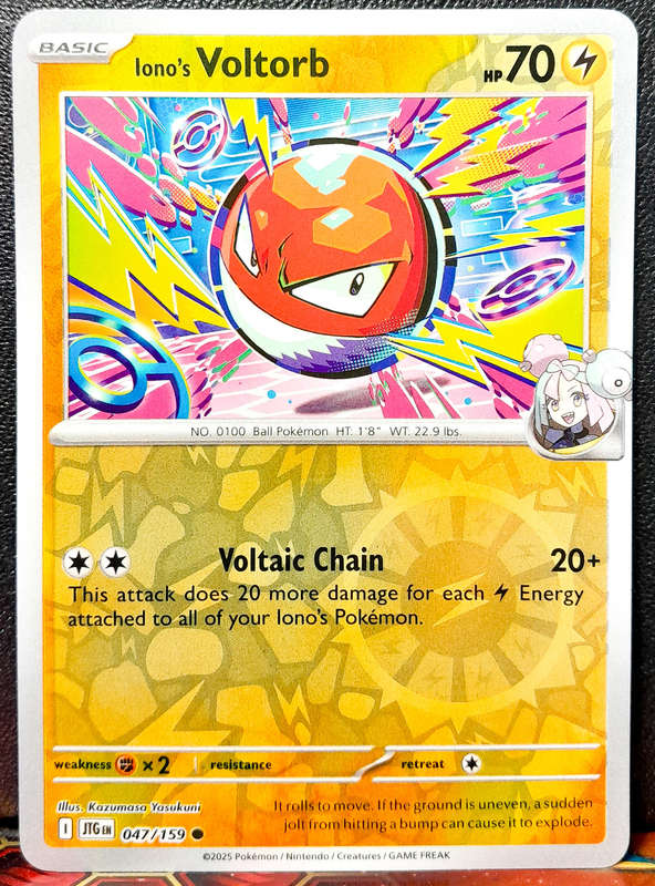 Pokemon Card - Iono's Voltorb 047/159 - Reverse Holofoil- Journey Together - NM