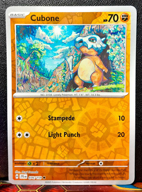 Pokemon Card - Cubone 076/159 - Reverse Holofoil- Journey Together - NM