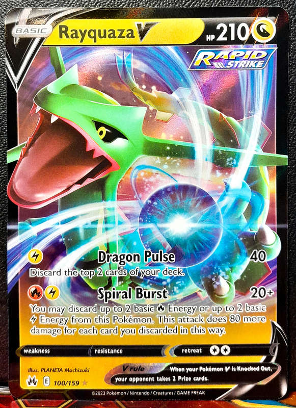 Pokemon Card - Rayquaza V 100/159 - Holofoil Rare - Crown Zenith NM