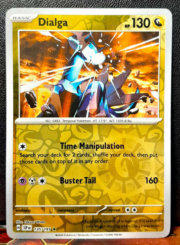 Pokemon Card - Dialga 135/191 - Reverse Holofoil Rare - Surging Sparks  NM