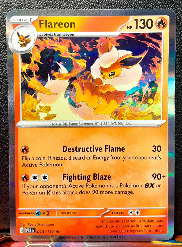 Pokemon Card - Flareon 013/131 - Holofoil Rare - Prismatic Evolutions  NM