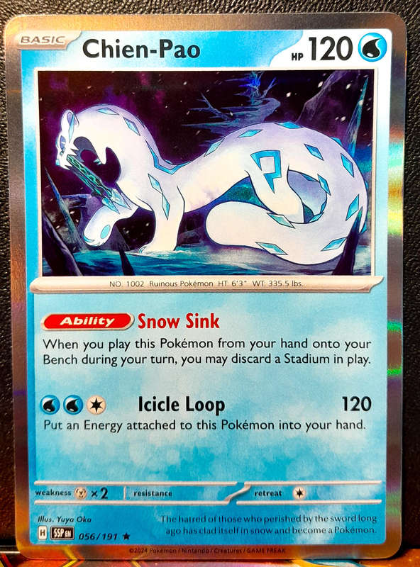 Pokemon Card - Chien-Pao 056/191 - Holofoil Rare - Surging Sparks  NM