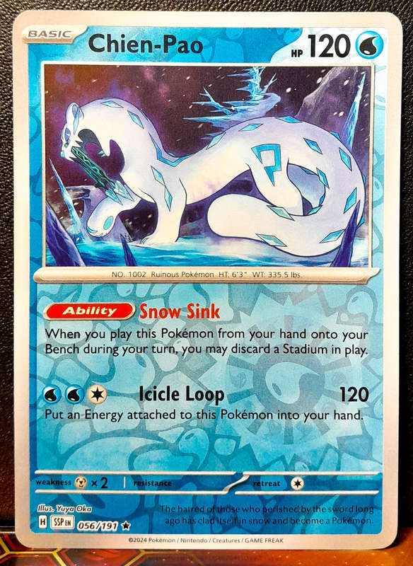 Pokemon Card - Chien-Pao 056/191 - Reverse Holofoil Rare - Surging Sparks  NM