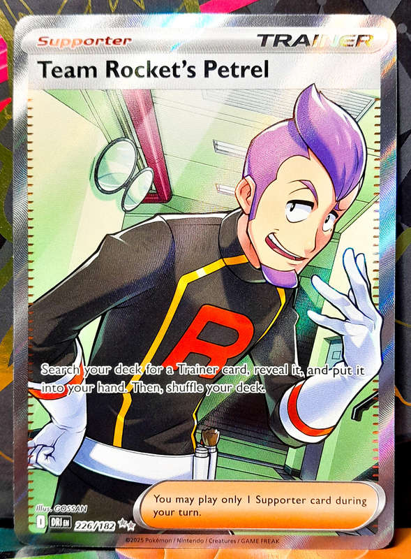 Pokemon Card - Team Rocket's Petrel 226/182 - Double Rare Full Art Trainer - Destined Rivals - NM