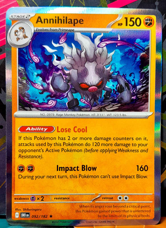 Pokemon Card - Annihilape 092/182 - Holofoil Rare - Destined Rivals - NM