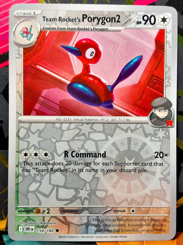 Pokemon Card - Team Rocket's Porygon2 154/182 - Reverse Holofoil - Destined Rivals - NM