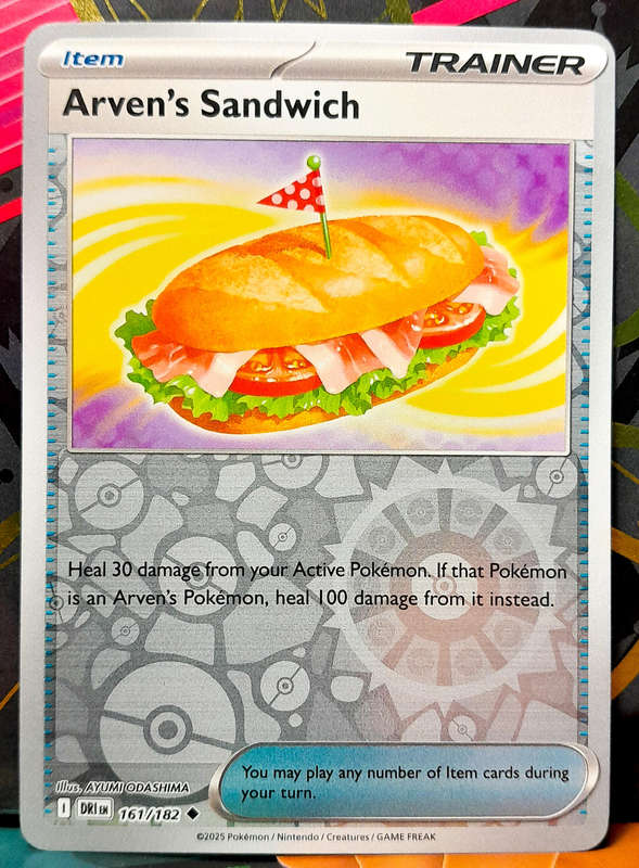 Pokemon Card - Arven's Sandwich 161/182 - Reverse Holofoil Item Trainer - Destined Rivals - NM
