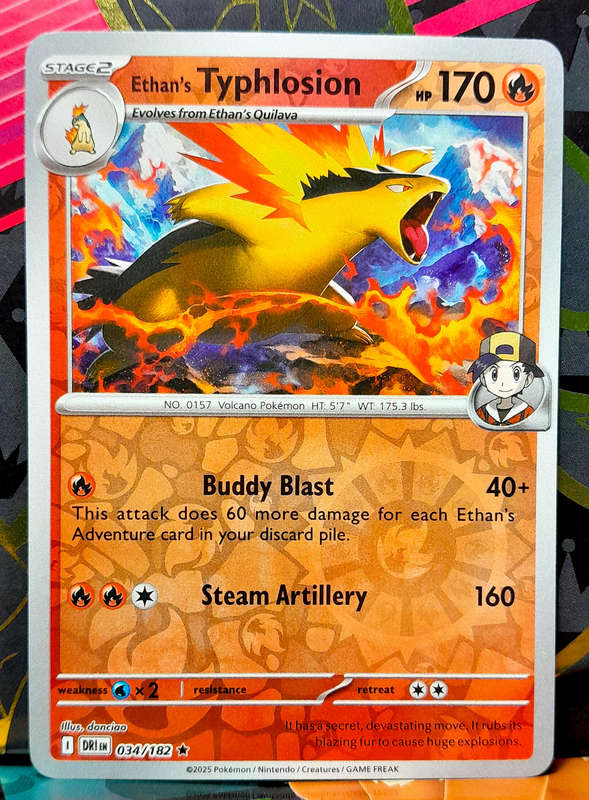 Pokemon Card - Ethan's Typhlosion 034/182 - Reverse Holofoil RARE - Destined Rivals - NM