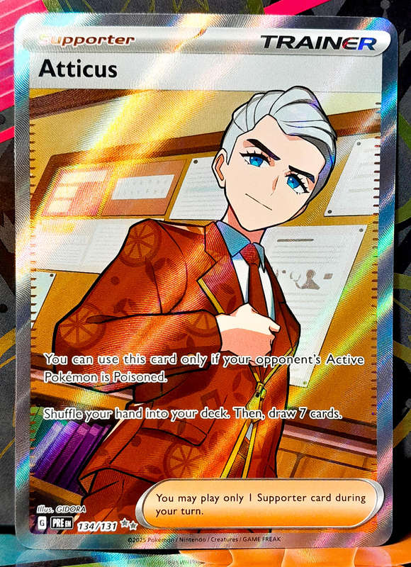 Pokemon Card - Atticus 134/131 - Full Art Trainer Double RARE - Prismatic Evolutions  NM