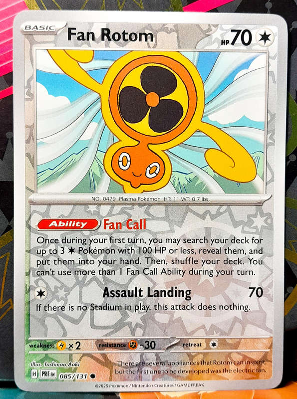 Pokemon Card - Fan Rotom 085/131 - Reverse Holofoil - Prismatic Evolutions  NM