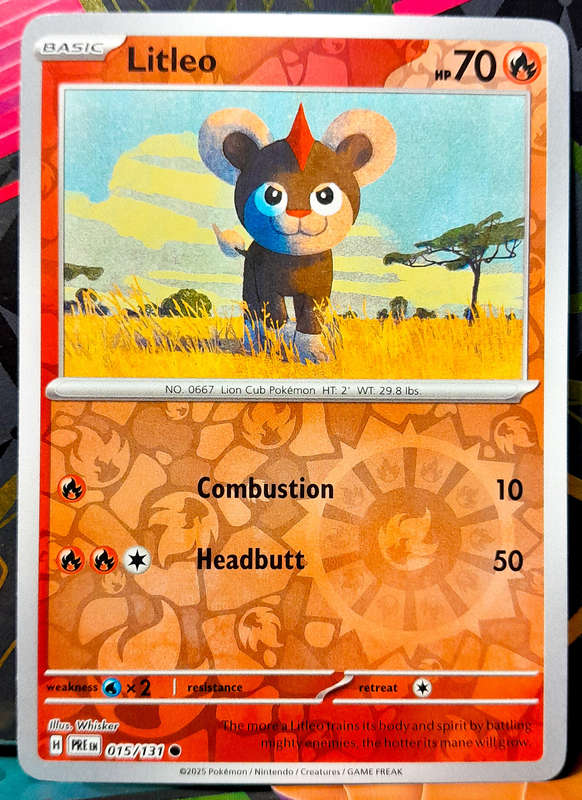 Pokemon Card - Litleo 015/131 - Reverse Holofoil - Prismatic Evolutions  NM