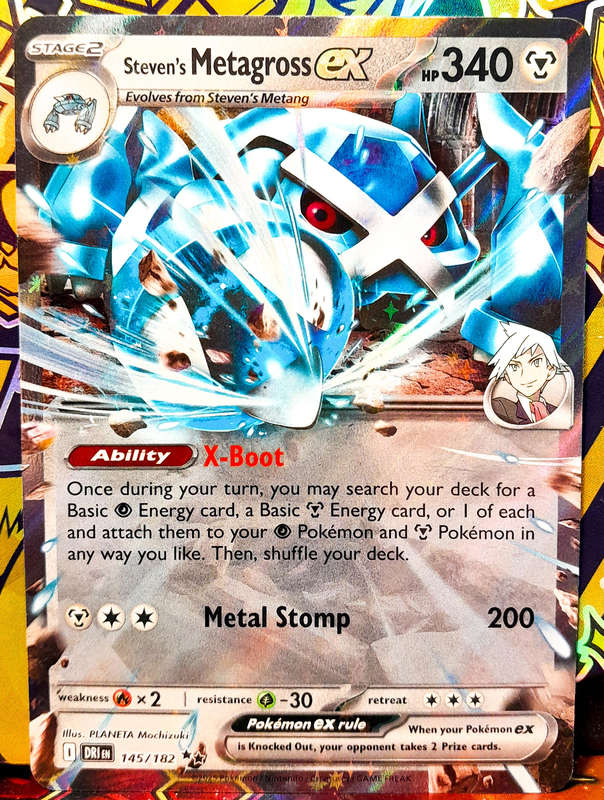 Pokemon Card - Steven's Metagross 145/182 - Double Rare - Foil - Destined Rivals - NM