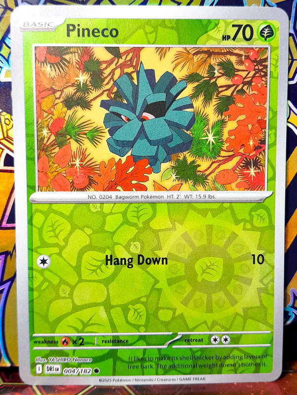 Pokemon Card - Pineco 004/182 - Reverse Holofoil - Destined Rivals - NM
