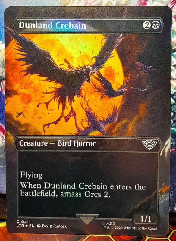 Magic the Gathering - Dunland Crebain LTR 0411 - BORDERLESS FOIL - Lord of the Rings - NM