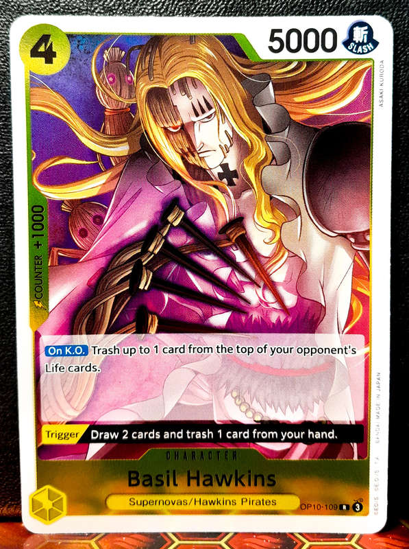 One Piece Trading Card Game - Basil Hawkins OP10-109 - RARE - Holofoil - NM