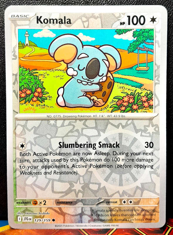 Pokemon Card - Komala 129/159 - Reverse Holo - Journey Together - NM