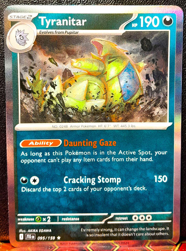 Pokemon Card - Tyranitar 095/159 - Holofoil Rare - Journey Together - NM