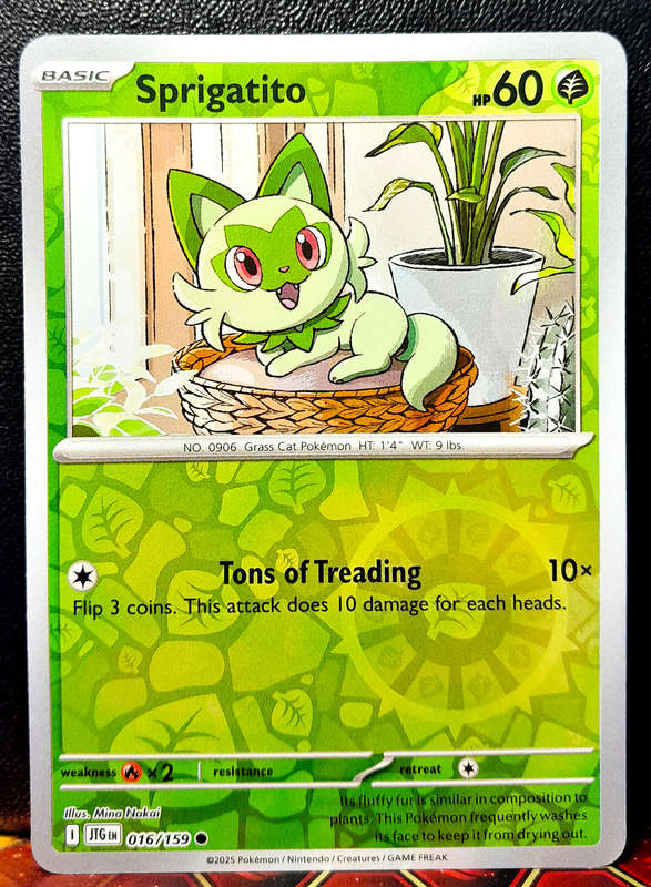 Pokemon Card - Sprigatito 016/159 - Reverse Holofoil- Journey Together - NM