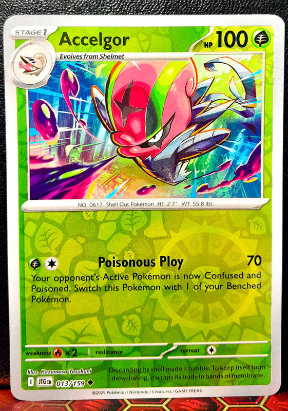 Pokemon Card - Accelgor 013/159 - Reverse Holofoil- Journey Together - NM