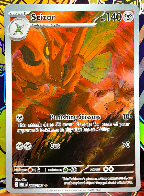 Pokemon Card - Scizor 205/197 - Illustraition Rare - Obsidian Flames