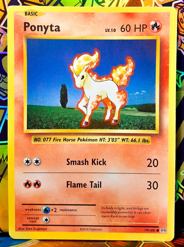 Pokemon Card - Ponyta 19/108 - Common - XY Evolutions 2016 - NM