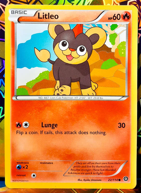 Pokemon Card - Litleo 22/114 - Common - XY Steam Siege 2016 - NM