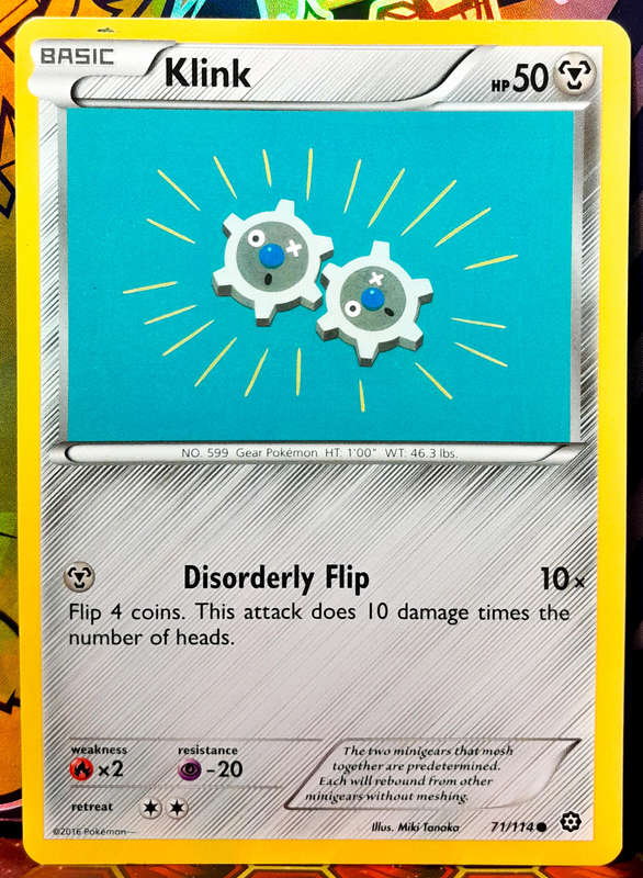 Pokemon Card - Klink 71/114 - Common - XY Steam Siege 2016 - NM
