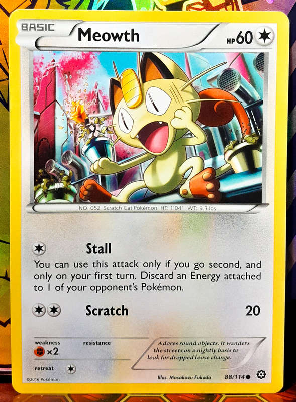 Pokemon Card - Meowth 88/114 - Common - XY Steam Siege 2016 - NM