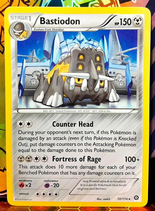 Pokemon Card - Bastiodon 70/114 - Rare - XY Steam Siege 2016 - NM