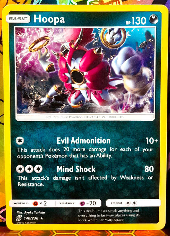 Pokemon Card - Hoopa 140/236 - RARE - Sun & Moon Unified Minds - NM