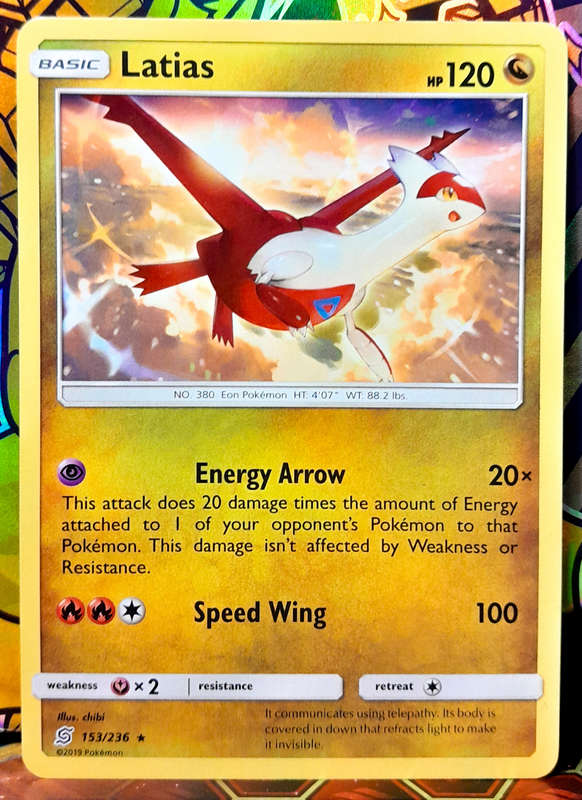Pokemon Card - Latias 153/236 - RARE - Sun & Moon Unified Minds - NM