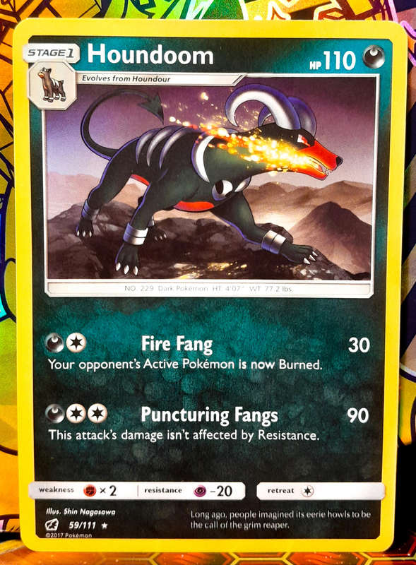 Pokemon Card - Houndoom 59/111 - RARE - Sun & Moon Crimson Invasion - NM