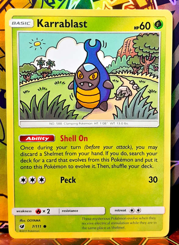 Pokemon Card - Karrablast 7/111 - Common - Sun & Moon Crimson Invasion - NM