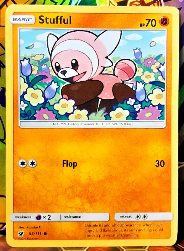 Pokemon Card - Stufful 55/111 - Common - Sun & Moon Crimson Invasion - NM
