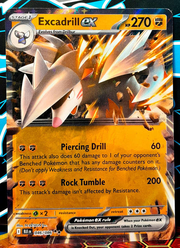 Pokemon Cards - Excadrill EX 046/086 - Holofoil Double Rare - Black Bolt - NM