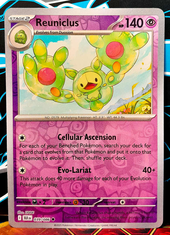 Pokemon Cards - Reuniclus 039/086 - Reverse Holofoil - Black Bolt - NM