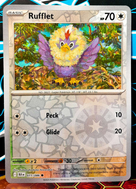 Pokemon Cards - Rufflet 077/086 - Reverse Holofoil - Black Bolt - NM